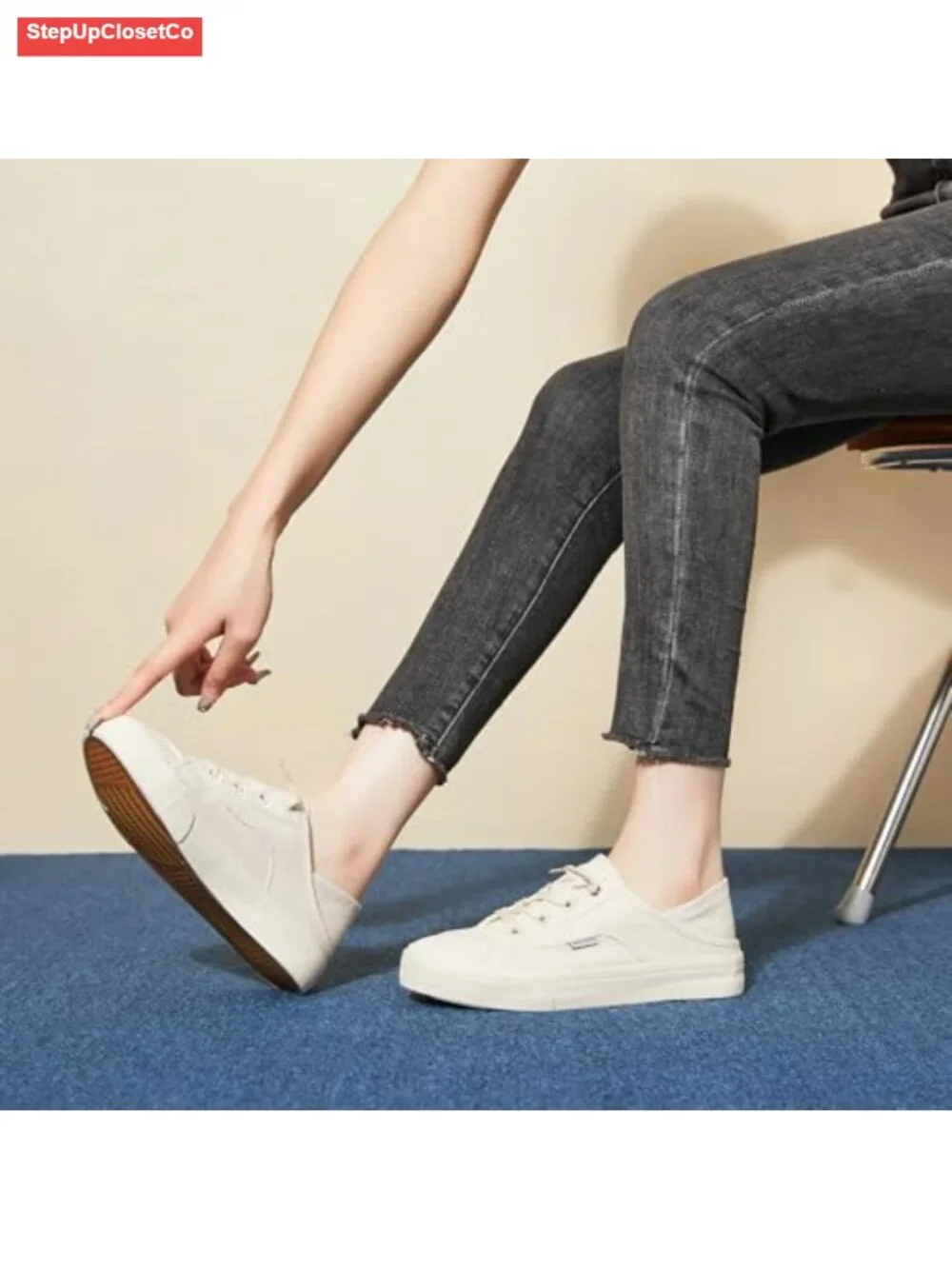 Women's Convertible Lace-up Canvas Slip On Shoes Non Slip Loafers Sneakers